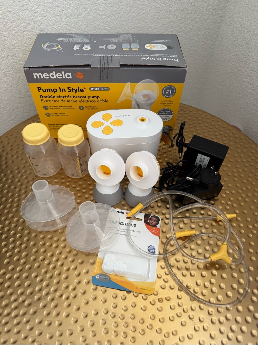 Medela White and Yellow Breast Pump Parts with Tubing